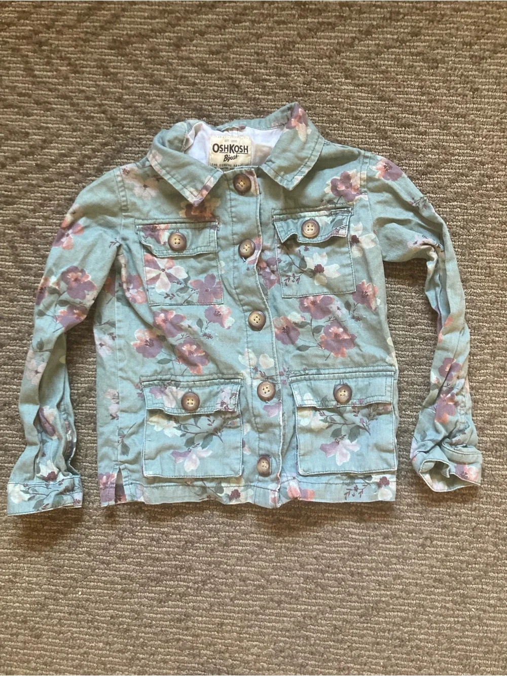 Oshkosh B’Gosh Floral Denim Jacket Sz 7